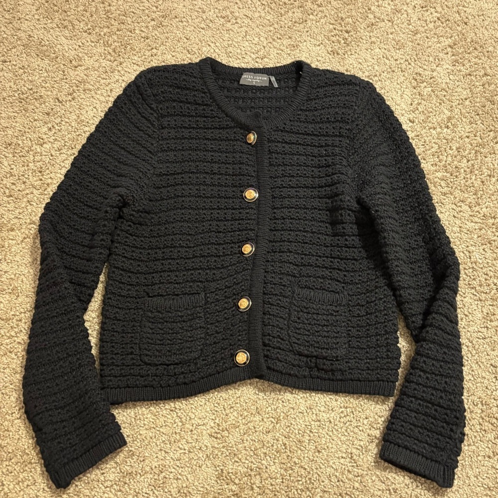 Dress Forum Black Knitted Sweater With Buttons Size Small - Picture 2 of 10